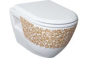 Чаша для унитаза подвесного Creavit TP325 золото, цветы