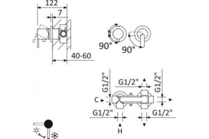 Смеситель для душа встраиваемый Cezares Leaf медь (LEAF-VDIM3-SS) - 2