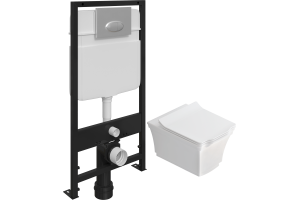 Комплект Унитаз подвесной STWORKI Хадстен SETK3304-0616-001-1-6000 с микролифтом + Система инсталляции для унитазов EWRIKA ProLT 0026-2020 с кнопкой смыва 0050 хром матовый