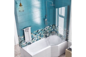 Шторка для ванны Excellent Be Spot 75х144 R профиль хром стекло прозрачное