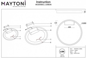 Накладной светильник Maytoni Rim MOD058CL-L65B3K - 3