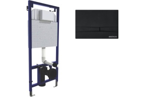 Система инсталляции для унитазов Berges Wasserhaus Novum с кнопкой смыва, черная 040255