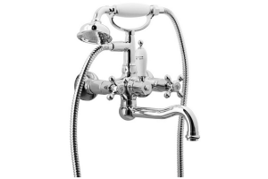 Смеситель для ванны Boheme Crystal хром с белой ручкой кристаллом Swarovski