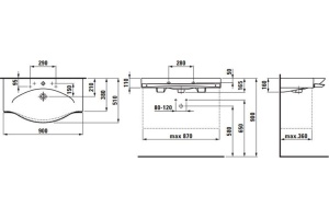 Раковина Laufen Palace 8.1270.2.000.104.1 с полотенцедержателем - 3