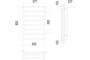 Водяной полотенцесушитель Terminus Хендрикс П8 500x800 с полкой Хром боковое подключение - 3