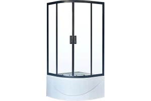 Душевой уголок Royal Bath ВК 100х100 с поддоном профиль черный стекло прозрачное