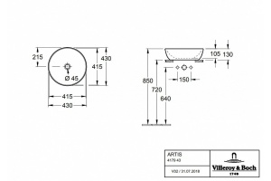 Мебельная раковина Villeroy & Boch Artis 43 Fog (417943BCW0) - 3