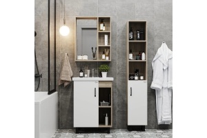 Тумба под раковину Onika Тимбер 50 белый матовый/дуб сонома (105034) - 2