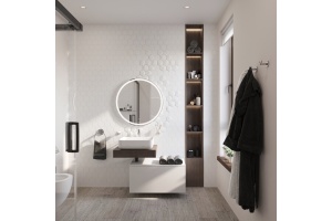 Столешница STWORKI Ольборг 60 дуб карпентер, без отверстий, с тумбой 80, с раковиной STWORKI Soul 1 белой - 2