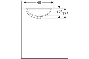 500.764.01.2 VariForm Раковина с установкой под столешницу прямоугольной формы, T1=50х40 см, без отв. под смеситель - 3