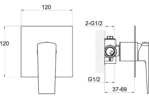 Смеситель BelBagno Arlie ARL BDM CRM с внутренней частью,  для душа - 2