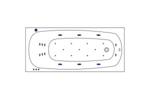 Акриловая ванна Whitecross Layla Slim 180х80 белая золото с гидромассажем - 2