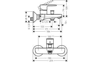 Смеситель Hansgrohe Vernis Blend 71440670 для ванны с душем, черный - 3