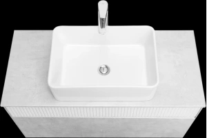 Тумба с раковиной Aquaton Марбл 100 белый-серый - 2