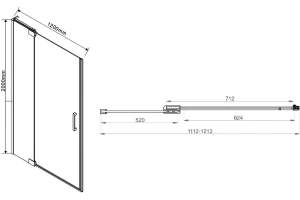 Душевая дверь в нишу Vincea EXTRA 120х200 профиль сталь стекло прозрачное - 3