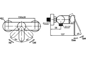 Смеситель Cezares Laconico C D 01 для душа - 2