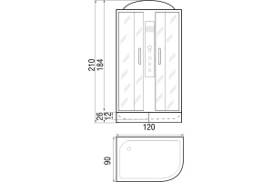 Душевая кабина с поддоном River Desna 120/90/24 MT L (10000002994) - 2