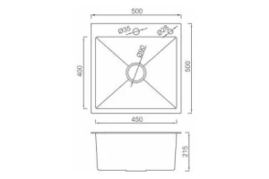 Кухонная раковина Gappo 50х50 черная - 3