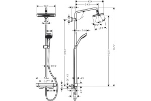 Душевая система hansgrohe Croma E Showerpipe 280 1jet EcoSmart 9 л/мин 27660000 - 2