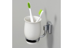Стакан для зубных щеток WasserKRAFT хром - белый - 2