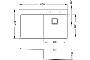 Мойка STYLUX 50 R BRS-90 860X510 правая в компл.с сифоном 1133398 - 2