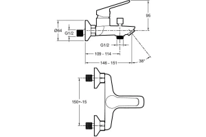 Смеситель для ванны с душем Jacob Delafon Aime черный матовый - 3