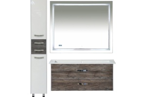 Тумба с раковиной Misty Норд 105 подвесная, белая, сосна пасаден - 3