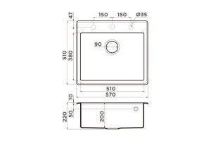 Мойка кухонная Omoikiri Taki графит (4997019) - 2