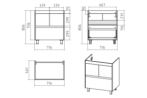 Тумба с раковиной Misty Алиса 75 напольная, белая - 2