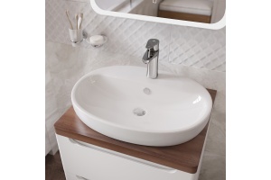 Тумба с раковиной STWORKI Берген 80 белая с темной столешницей, DIWO Самара 0116 - 3