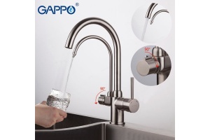 Смеситель для кухни с подключением фильтра питьевой воды сатин G4398-10