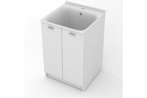 KERASAN Aquadom Комплект для постирочной 60х60см: база + раковина c 1 отв.под смеситель+выпуск с сифоном , цвет белый матовый