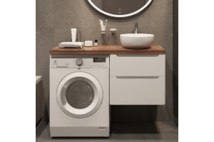 Тумба с раковиной STWORKI Берген 60 белая с темной столешницей 122, Moon 1, L