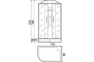 Душевая кабина с поддоном River Dunay 110/80/24 MT R (10000001165) - 3