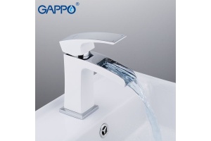 Смеситель для раковины Gappo белый хром - 3