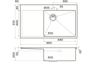 Мойка кухонная Omoikiri Akisame светлое золото (4997046) - 2