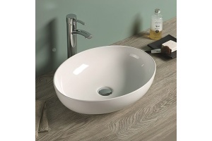 Раковина керамическая накладная AM-78166, цвет белый, 520х395х130