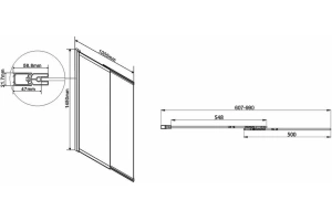 Шторка на ванну Vincea 100х145 профиль сталь стекло прозрачное - 3