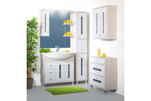 Зеркало-шкаф Бриклаер Бали 90 светлая лиственница, белый глянец, L - 2