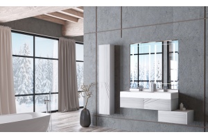 Комплект мебели Aquaton Сакура 120 раковина двойная белый-светлое дерево