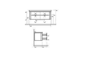 Kerasan Waldorf База подвесная под раковину 150см, с 4 мя ящиками, цвет темный орех (noce) - 2
