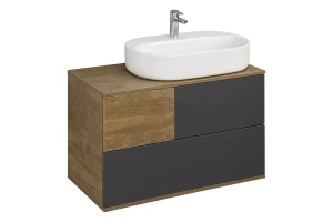 Тумба с раковиной Одри 62 Aquaton Терра 85 светлое дерево-серый
