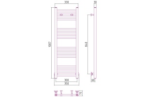 Полотенцесушитель водяной ДР МОДУС 1000х300 (Без покрытия) - 3