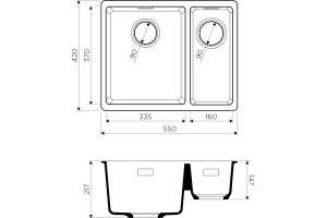 Мойка кухонная Omoikiri Kata 55-2-U-BL черная - 3