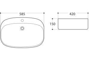 Раковина керамическая накладная AM-78374, цвет белый, 585х420х150 - 2
