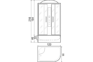 Душевая кабина с поддоном River Dunay 120/90/44 MT L (10000003132) - 3