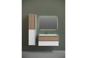 Тумба под раковину Sancos Delta 99х44 белая - светлое дерево - 2