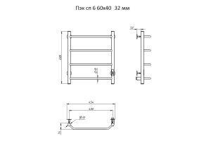 Полотенцесушитель электрический Тругор Пэк сп 6 60x40 универсальный - 2
