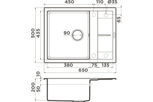 Мойка кухонная Omoikiri Sumi 65 платина - 3