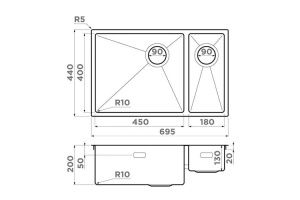 Мойка кухонная Omoikiri Taki хром (4997049) - 2